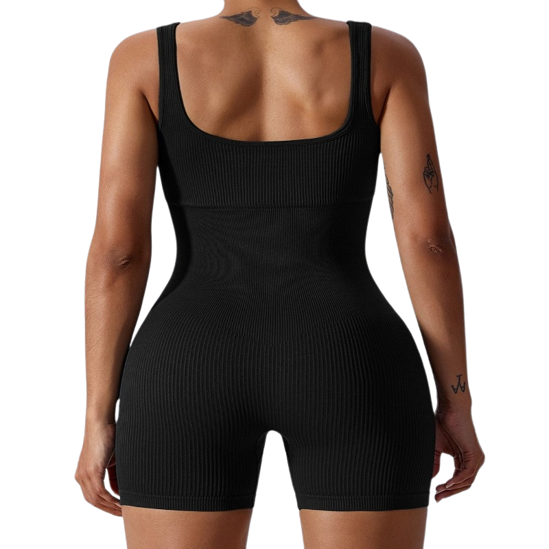 Seamless Ribbed Tummy Control Romper – Lumière
